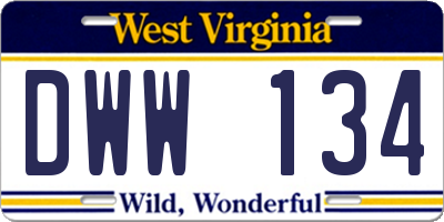 WV license plate DWW134