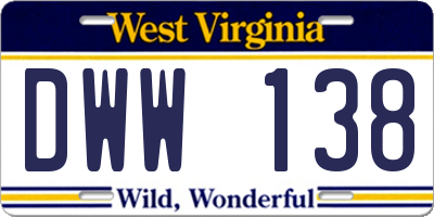 WV license plate DWW138