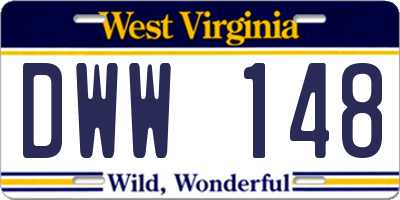 WV license plate DWW148