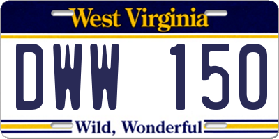 WV license plate DWW150