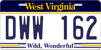 WV license plate DWW162