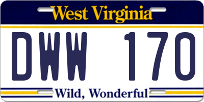 WV license plate DWW170
