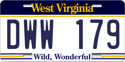 WV license plate DWW179