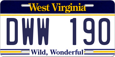 WV license plate DWW190