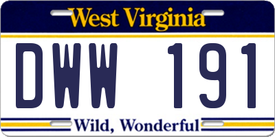 WV license plate DWW191