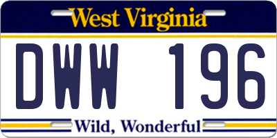 WV license plate DWW196