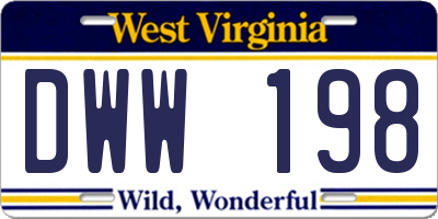 WV license plate DWW198