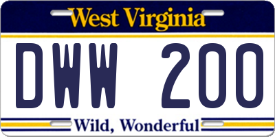WV license plate DWW200