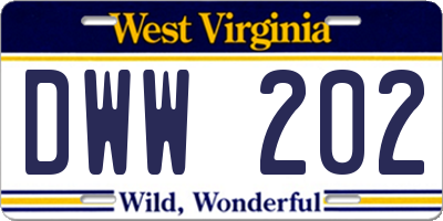 WV license plate DWW202