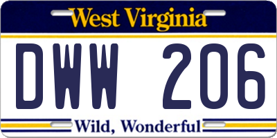 WV license plate DWW206