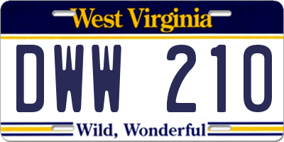 WV license plate DWW210