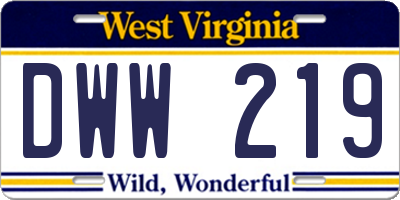 WV license plate DWW219
