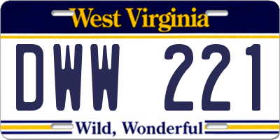 WV license plate DWW221