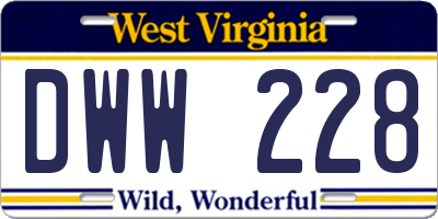 WV license plate DWW228