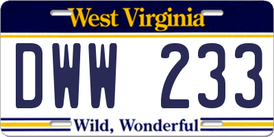 WV license plate DWW233