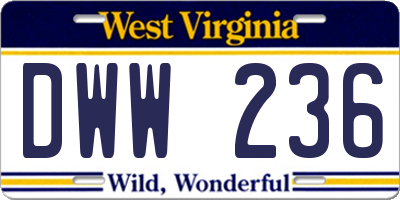 WV license plate DWW236