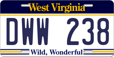 WV license plate DWW238