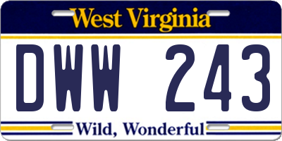 WV license plate DWW243