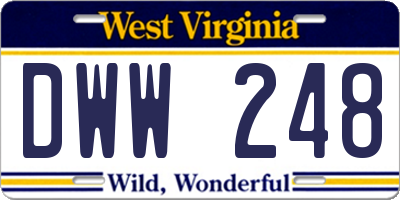 WV license plate DWW248