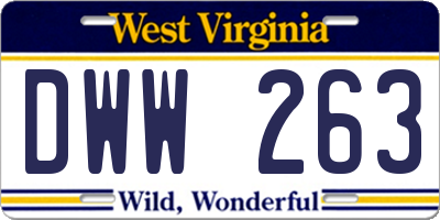 WV license plate DWW263