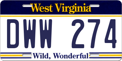 WV license plate DWW274