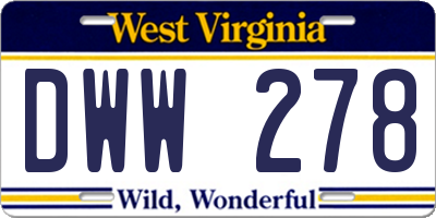 WV license plate DWW278
