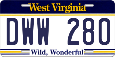 WV license plate DWW280