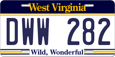 WV license plate DWW282