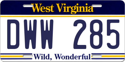 WV license plate DWW285