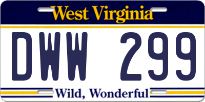 WV license plate DWW299