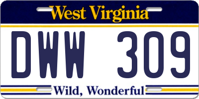 WV license plate DWW309