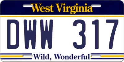WV license plate DWW317
