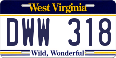 WV license plate DWW318