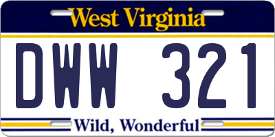 WV license plate DWW321
