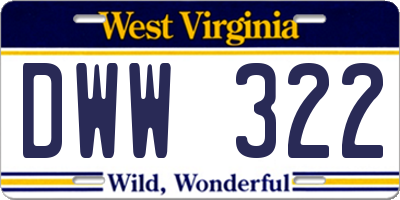WV license plate DWW322