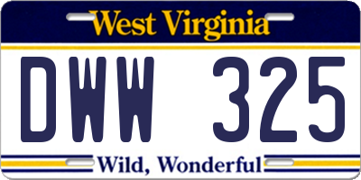 WV license plate DWW325