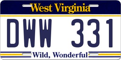 WV license plate DWW331