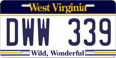 WV license plate DWW339