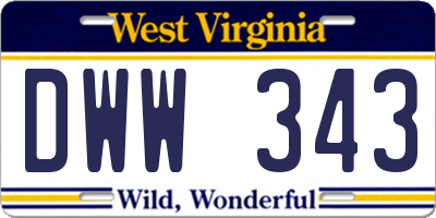 WV license plate DWW343