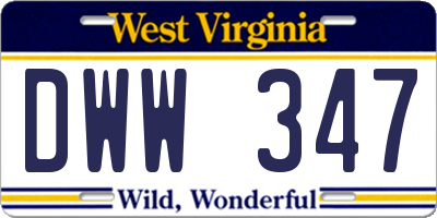 WV license plate DWW347