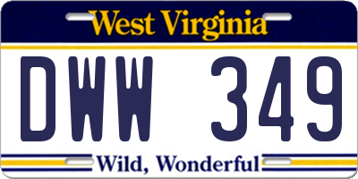 WV license plate DWW349