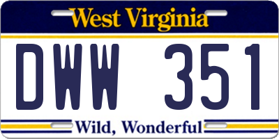 WV license plate DWW351