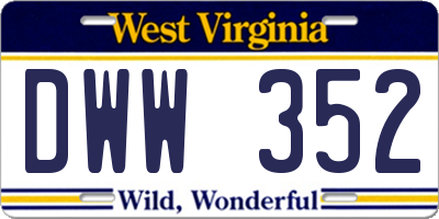 WV license plate DWW352