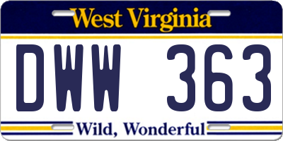 WV license plate DWW363