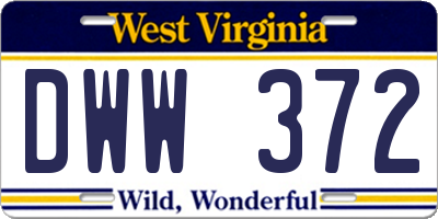 WV license plate DWW372