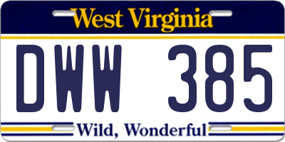 WV license plate DWW385
