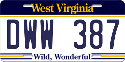 WV license plate DWW387