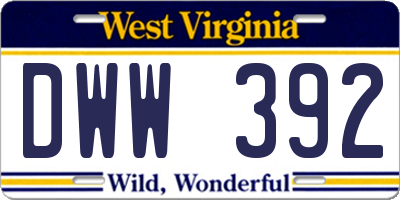 WV license plate DWW392