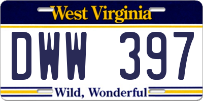 WV license plate DWW397