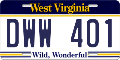 WV license plate DWW401